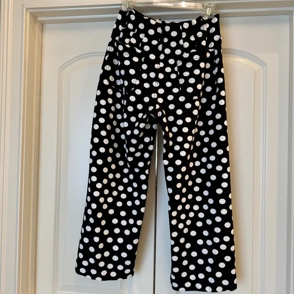 Maeve Anthropologie Colette Ponte Pants 29 Black White Polka Dot - Picture 2 of 3